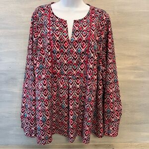 Lane Bryant Geometric Abstract Print Lightweight Tunic Top Blouse Size 18/20 GC